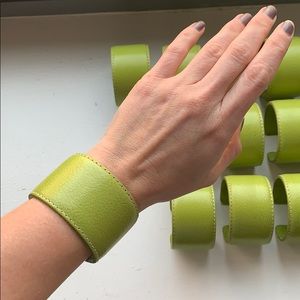 Genuine Leather Lime Green Adjustable Cuff bangle